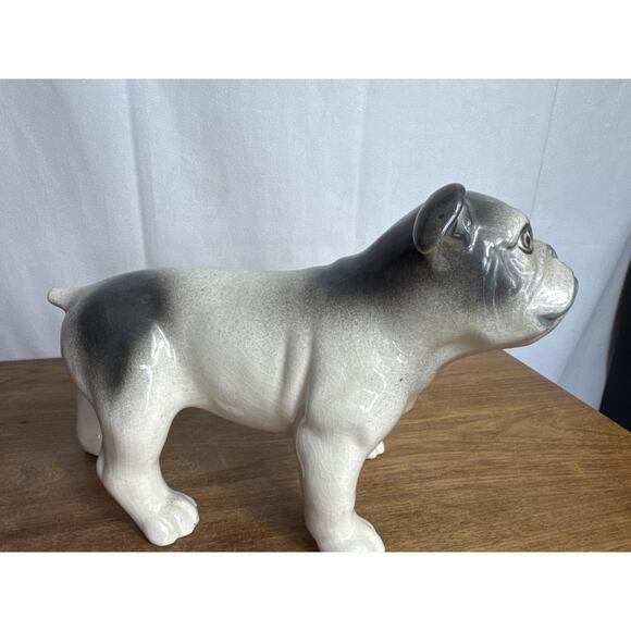 Vintage Bulldog Figurine 11" x 7" Painted Porcelain White Gray Dog Standing GUC - Picture 6 of 10